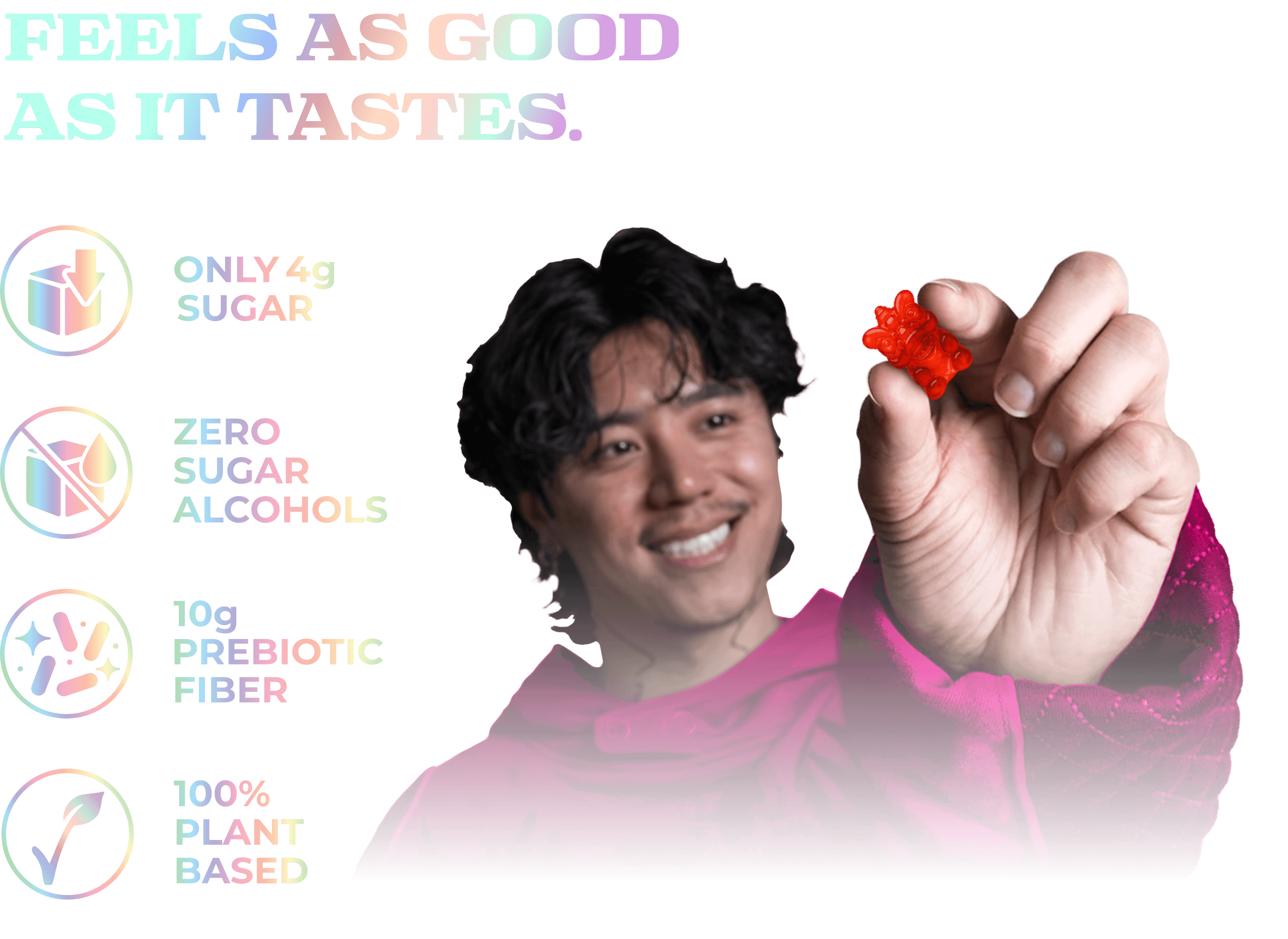 Michael holding Saigon Bonbon gummy — Feels as good as it tastes